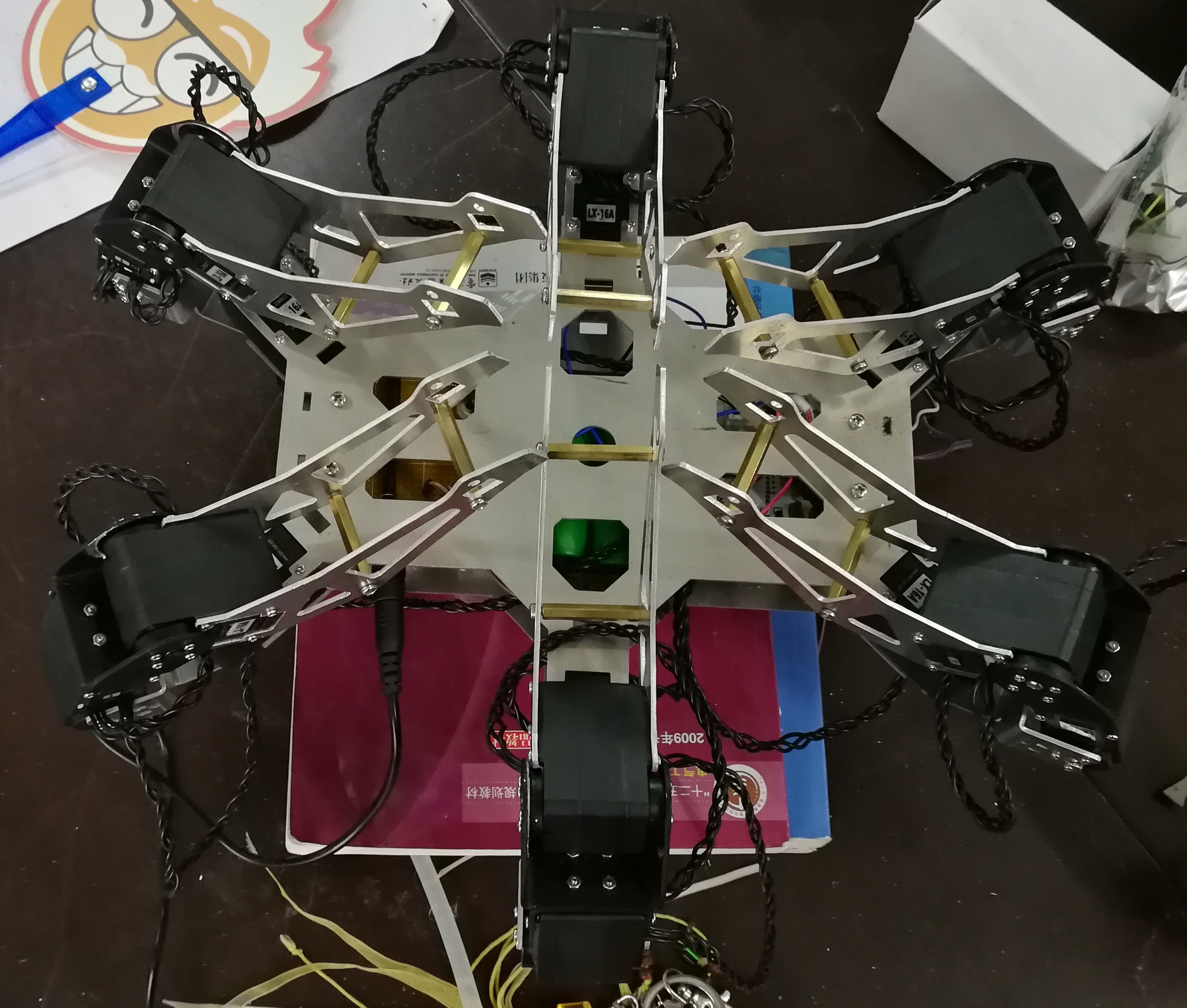 Original six-legged robot with its assembled mechanical structure.